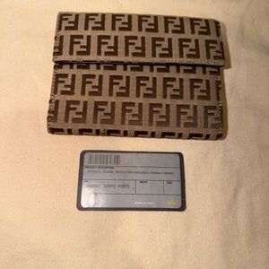 Fendi Tan & Brown FF Monogram Compact Fold Wallet